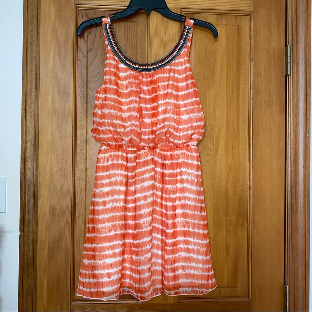 “Three Pink Hearts” Orange & White Dress